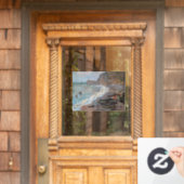 Claude Monet - Het strand bij Etretat Raamsticker (Huis Deur)