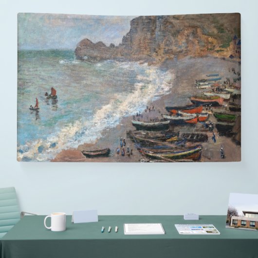 Claude Monet - Het strand bij Etretat Spandoek (Beurs)