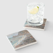 Claude Monet - Het strand bij Etretat Stenen Onderzetter (Zijkant)