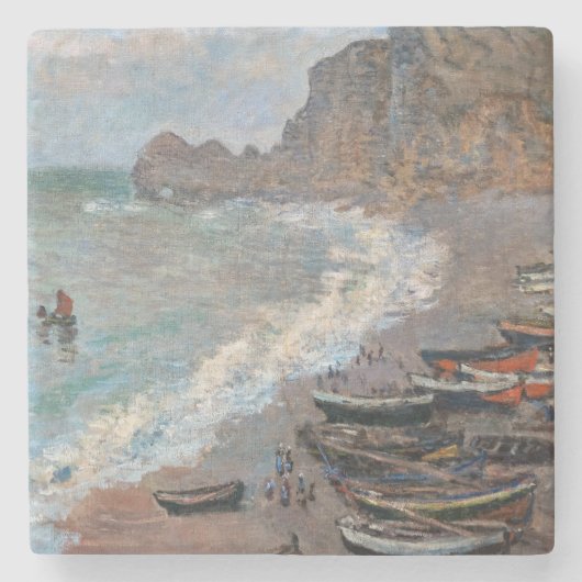 Claude Monet - Het strand bij Etretat Stenen Onderzetter (Voorkant)