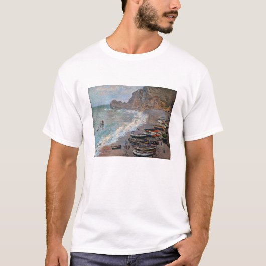 Claude Monet - Het strand bij Etretat T-shirt (Voorkant)