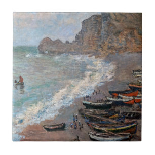 Claude Monet - Het strand bij Etretat Tegeltje