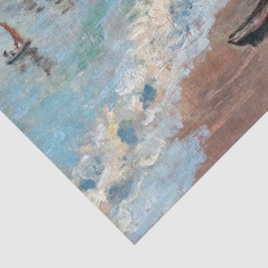 Claude Monet - Het strand bij Etretat Tissuepapier (Detail)
