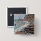 Claude Monet - Het strand bij Etretat Vierkante Button 5,1 Cm (Voorkant /achterkant)