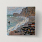 Claude Monet - Het strand bij Etretat Vierkante Button 5,1 Cm (Voorkant)