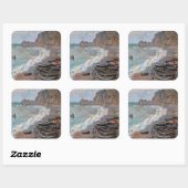 Claude Monet - Het strand bij Etretat Vierkante Sticker (Vel)