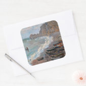 Claude Monet - Het strand bij Etretat Vierkante Sticker (Envelop)