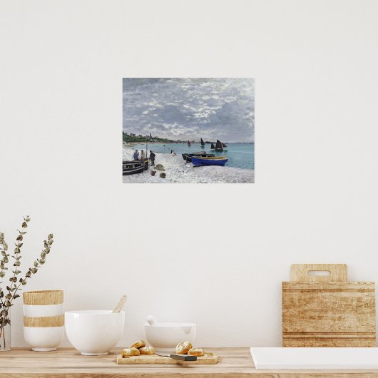 Claude Monet | Het strand bij Sainte-Adresse Poster (Keuken)