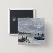 Claude Monet | Het strand bij Sainte-Adresse Vierkante Button 5,1 Cm (Voorkant /achterkant)