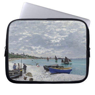 Claude Monet   het Strand in sainte-Adresse Laptop Sleeve