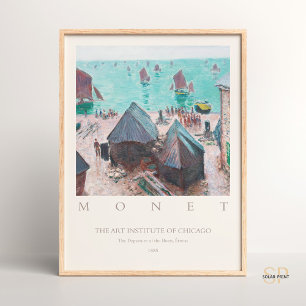 Claude Monet Het vertrek van de boten, Étretat Poster