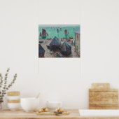 Claude Monet - Het vertrek van de boten, Etretat Poster (Keuken)