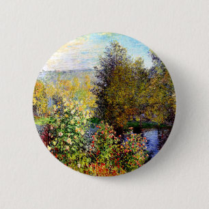 Claude Monet, hoek van de tuin in Montgeron Ronde Button 5,7 Cm