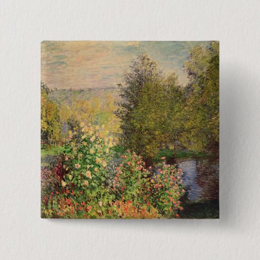 Claude Monet | Hoek van de tuin in Montgeron Vierkante Button 5,1 Cm (Voorkant)