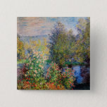 Claude Monet - Hoek van de tuin in Montgeron Vierkante Button 5,1 Cm<br><div class="desc">Hoek van de tuin in Montgeron / Coin de jardin a Montgeron - Claude Monet,  Oil on Canvas,  1876</div>