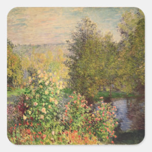Claude Monet   Hoek van de tuin in Montgeron Vierkante Sticker