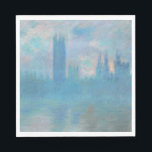 Claude Monet House of Parliament uit Londen. Blauw Servet<br><div class="desc">Claude Monet,  "Houses of Parliament,  London" servetten. Blauw stadslandschap impressionistische kunst.</div>