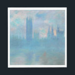 Claude Monet House of Parliament uit Londen. Blauw Servet<br><div class="desc">Claude Monet,  "Houses of Parliament,  London" servetten. Blauw stadslandschap impressionistische kunst.</div>