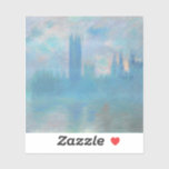 Claude Monet House of Parliament uit Londen. Blauw Sticker<br><div class="desc">Claude Monet,  sticker "Houses of Parliament,  London". Blue River Thames-natuur en stadsimpressionisme.</div>
