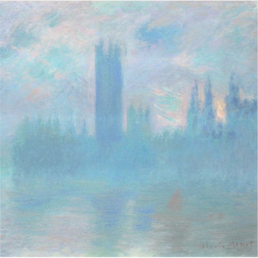 Claude Monet House of Parliament uit Londen. Blauw Sticker (Voorkant)