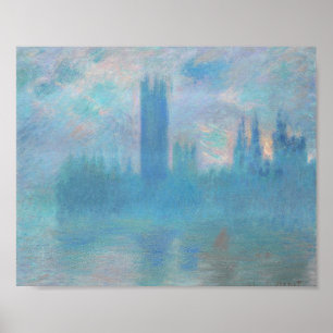 Claude Monet. Houses of Parliament London. Blauw Poster