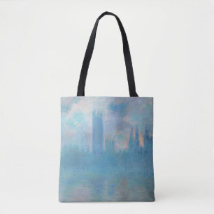 Claude Monet. Houses of Parliament London. Blauw Tote Bag