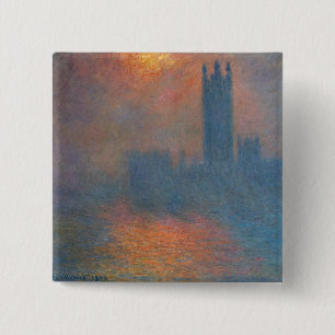 Claude Monet - Houses of Parliament London Vierkante Button 5,1 Cm