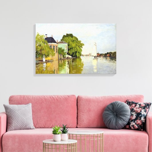 Claude Monet Houses over de Achterzaan Canvas Afdruk (Insitu (Woonkamer))