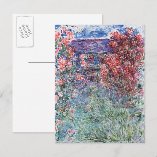 Claude Monet | Huis te Giverny, Roos Briefkaart (Voorkant / Achterkant)