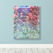 Claude Monet | Huis te Giverny, Roos Canvas Afdruk (Insitu (Houten vloer))
