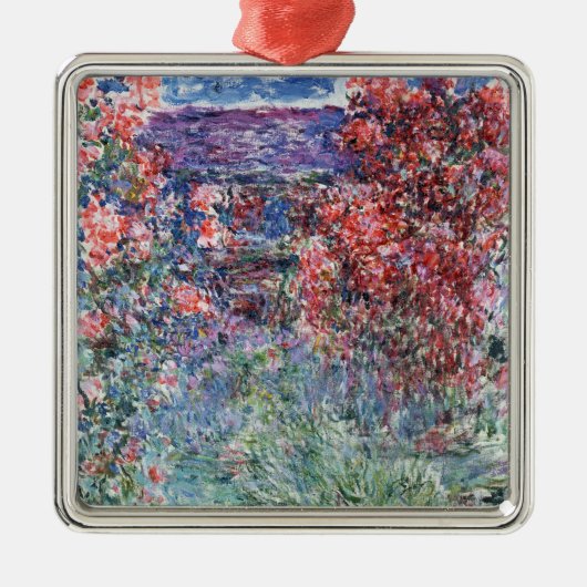 Claude Monet | Huis te Giverny, Roos Metalen Ornament (Voorkant)