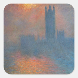 Claude Monet - Huizen van het Parlement Londen Vierkante Sticker