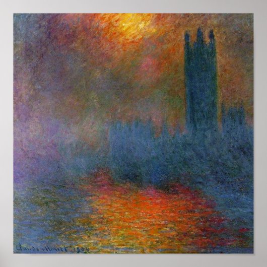 Claude Monet - Huizen van het Parlement Poster (Voorkant)