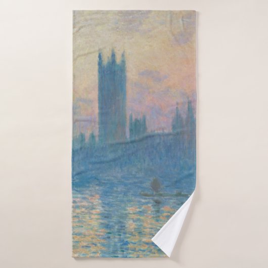 Claude Monet Huizen van het Parlement Zonsondergan Bad Handdoek (Badhanddoek)