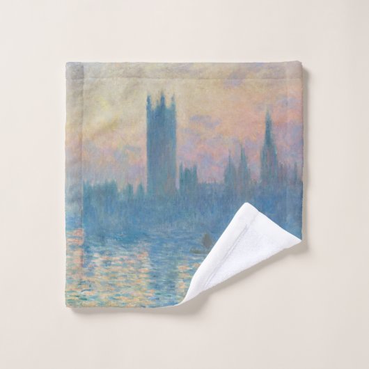 Claude Monet Huizen van het Parlement Zonsondergan Bad Handdoek (Wasdoekje)