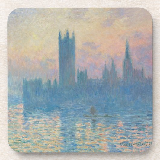 Claude Monet Huizen van het Parlement Zonsondergan Bier Onderzetter (Voorkant)