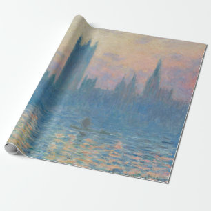 Claude Monet Huizen van het Parlement Zonsondergan Cadeaupapier