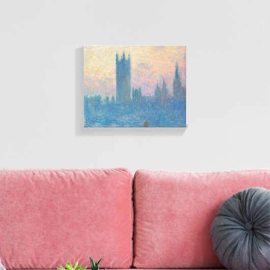 Claude Monet Huizen van het Parlement Zonsondergan Canvas Afdruk (Insitu (Woonkamer))