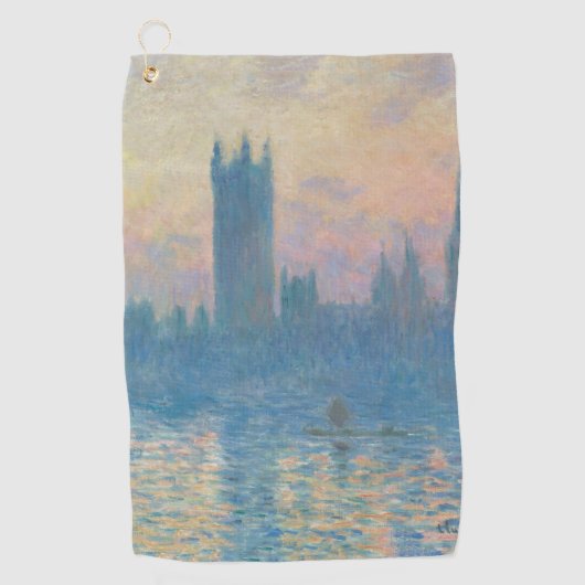 Claude Monet Huizen van het Parlement Zonsondergan Golfhanddoek (Voorkant)