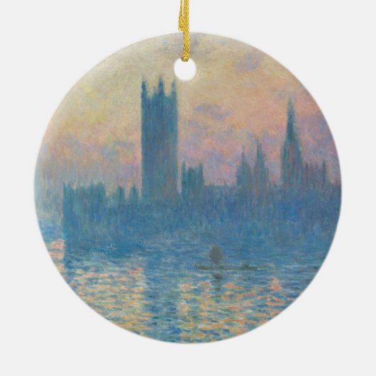 Claude Monet Huizen van het Parlement Zonsondergan Keramisch Ornament (Achterkant)