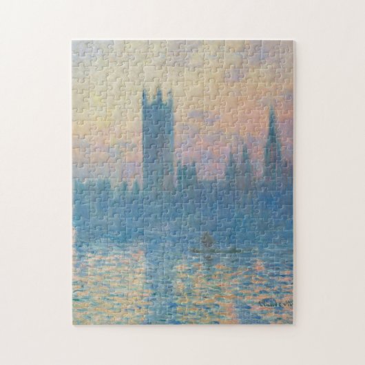 Claude Monet Huizen van het Parlement Zonsondergan Legpuzzel (Verticaal)