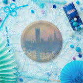 Claude Monet Huizen van het Parlement Zonsondergan Papieren Bordje (Feest)