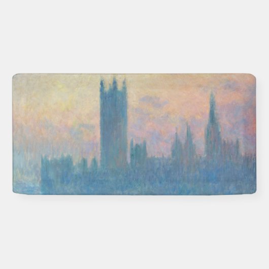 Claude Monet Huizen van het Parlement Zonsondergan Spandoek (Horizontaal)