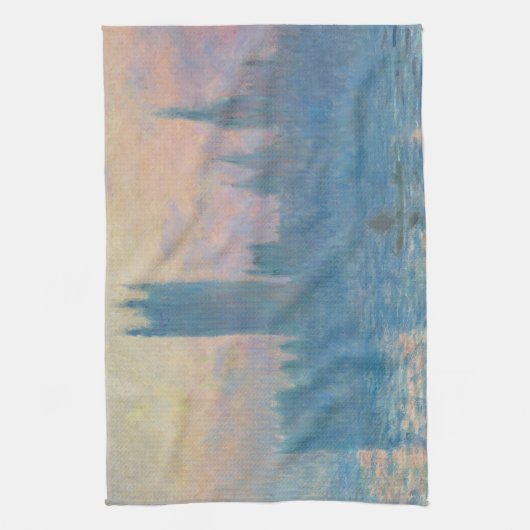 Claude Monet Huizen van het Parlement Zonsondergan Theedoek (Verticaal)