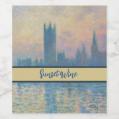 Claude Monet Huizen van het Parlement Zonsondergan Wijn Etiket (Enkel label)