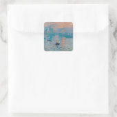 Claude Monet Impression Sunrise Frans Vierkante Sticker (Tas)