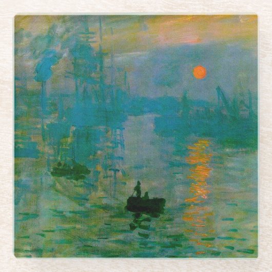 Claude Monet Impression Sunrise French Glazen Onderzetter (Voorkant)