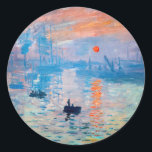 Claude Monet - Impression, Sunrise Ronde Sticker<br><div class="desc">Impression,  Sunrise (Impression,  Soleil levant) - Claude Monet,  Oil on canvas,  1872 Impression,  Sunrise beeldt de haven van Le Havre uit,  de geboortestad van Monet.</div>