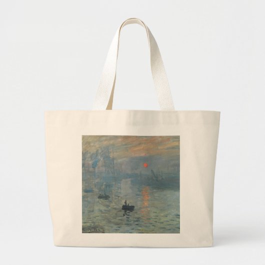 Claude Monet Impression Sunrise Soleil Levant Grote Tote Bag (Voorkant)