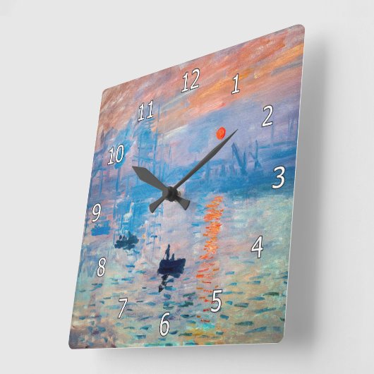 Claude Monet - Impression, Sunrise Vierkante Klok (Hoek)